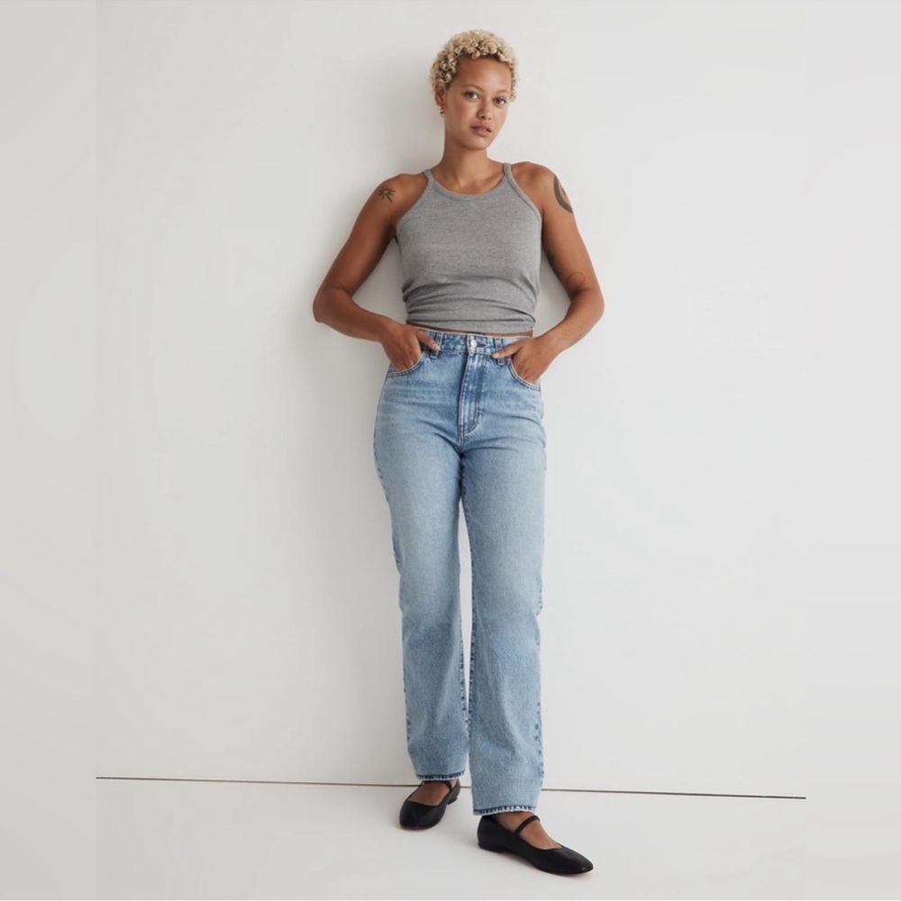 Madewell 90s straight 100% cotton light wash baggy loose fit full length jeans